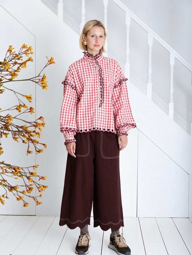 Red Gingham Billie Blouse By Bonté