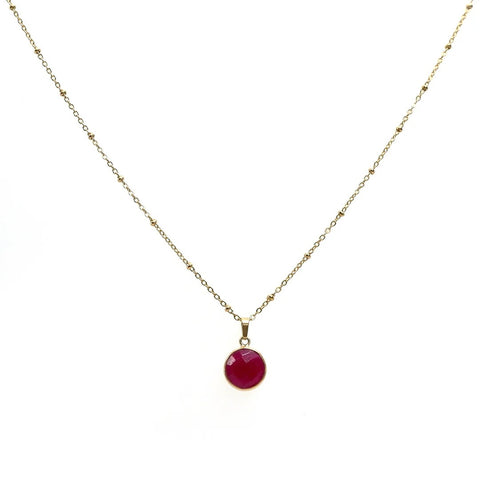 Handcrafted Ruby Gemstone Necklace with 18K Gold Plating by Annabella Moore