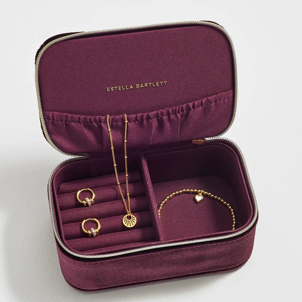 Burgundy Velvet Mini Jewellery Box by Estella Bartlett