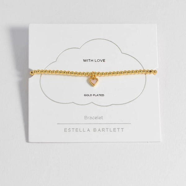 Pink Pearl Heart Bracelet Gold Plated by Estella Bartlett