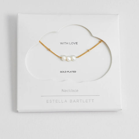 Beaded Chain And Pearl Necklace Gold Plated by Estella Bartlett