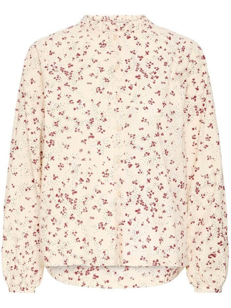 Cream Ditsy Print Blouse By ICHI