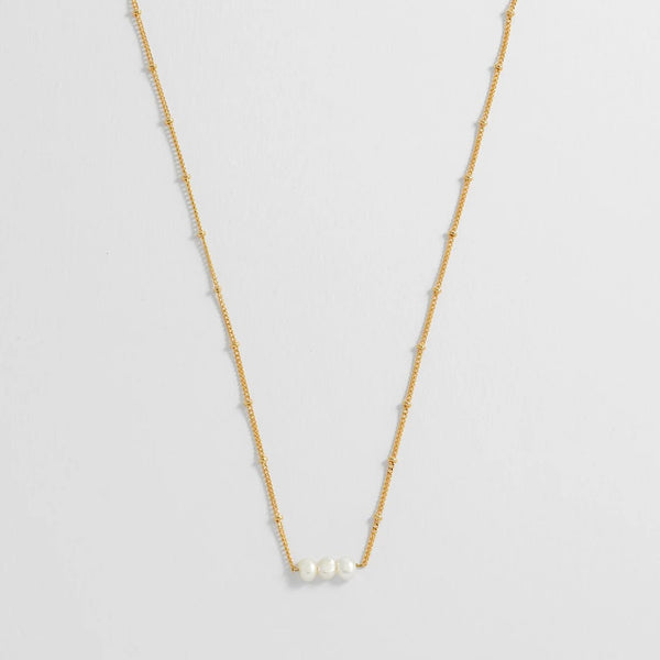 Beaded Chain And Pearl Necklace Gold Plated by Estella Bartlett