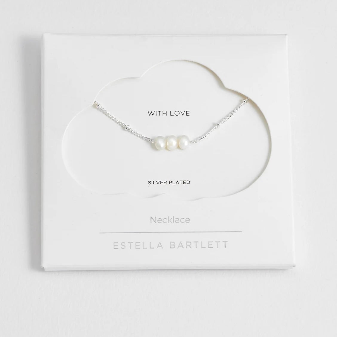 Silver Beaded Chain And Pearl Necklace by Estella Bartlett