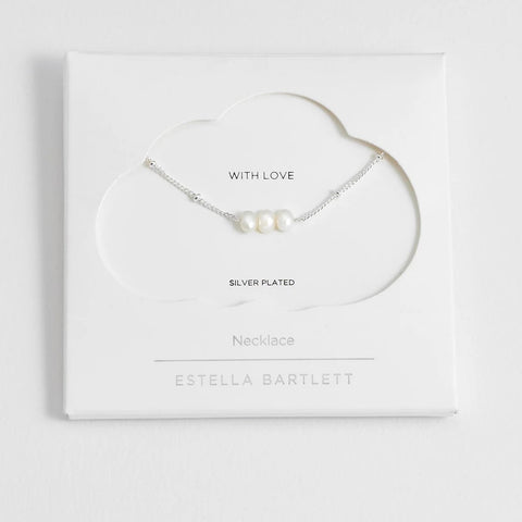 Silver Beaded Chain And Pearl Necklace by Estella Bartlett