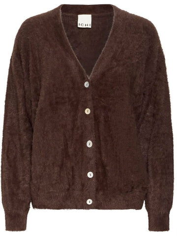 Brown Soft Teddy Cardigan By ICHI