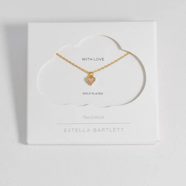 Pink Pearl Heart Necklace Gold Plated by Estella Bartlett