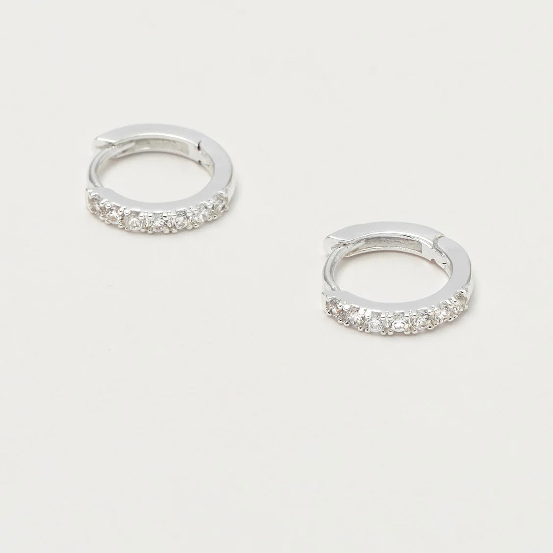 Hoop Earrings with White CZ by Estella Bartlett
