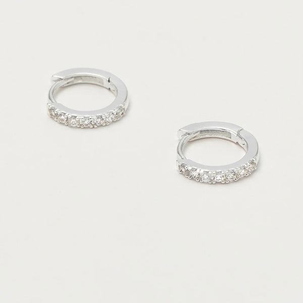 Hoop Earrings with White CZ by Estella Bartlett