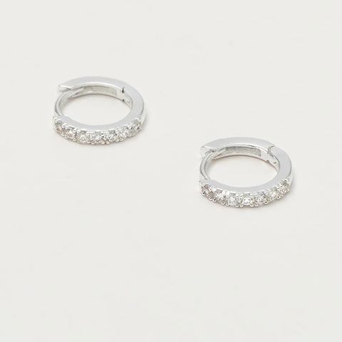 Hoop Earrings with White CZ by Estella Bartlett