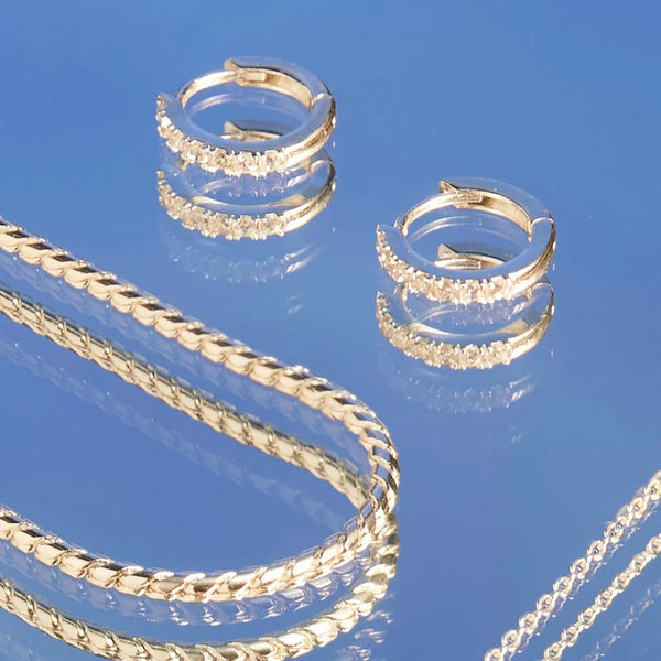 Hoop Earrings with White CZ by Estella Bartlett