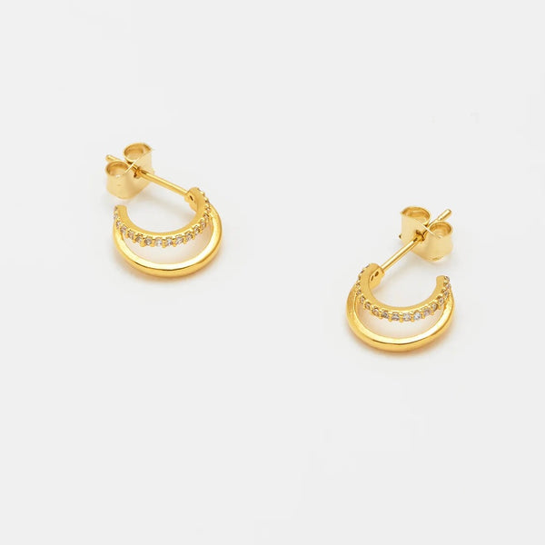 Pave Curl Hoops Gold Plated by Estella Bartlett