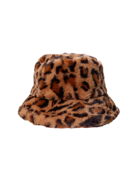 Leopard Faux Fur Bucket Hat