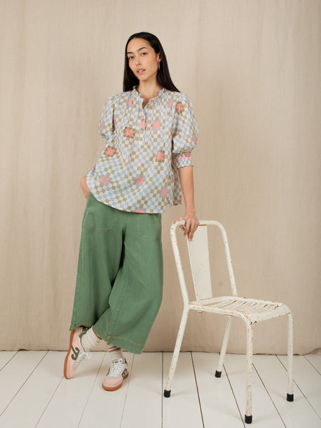 Pastel Tile Print Smock Loane Blouse by Bonte