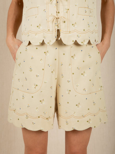 Mary Floral Cotton Scallop Short by Bonte