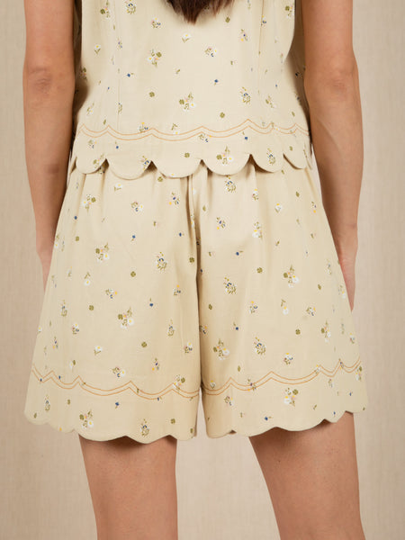 Mary Floral Cotton Scallop Short by Bonte