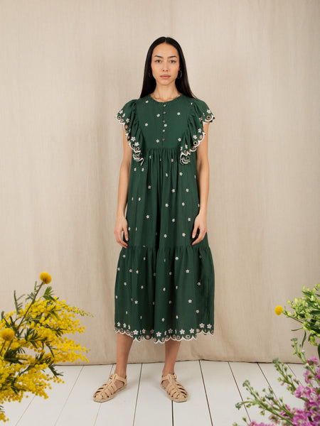 Mavis Green Flower Embroidered by Bonte