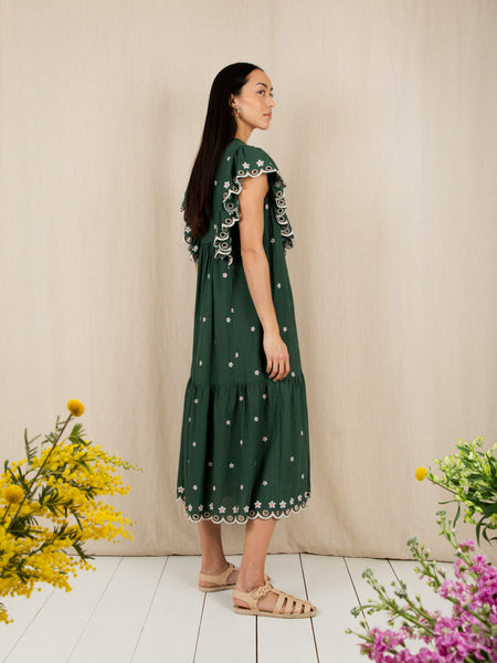 Mavis Green Flower Embroidered by Bonte