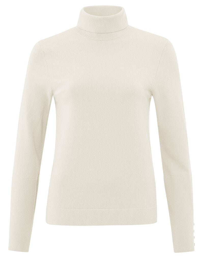 Cream Fine Polo Knit by Yaya