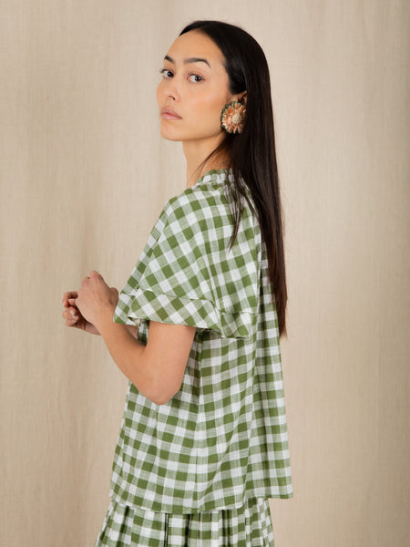 Green Gingham Mina Blouse by Bonte