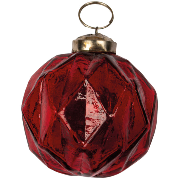 Red Glass Diamond Cut Bauble