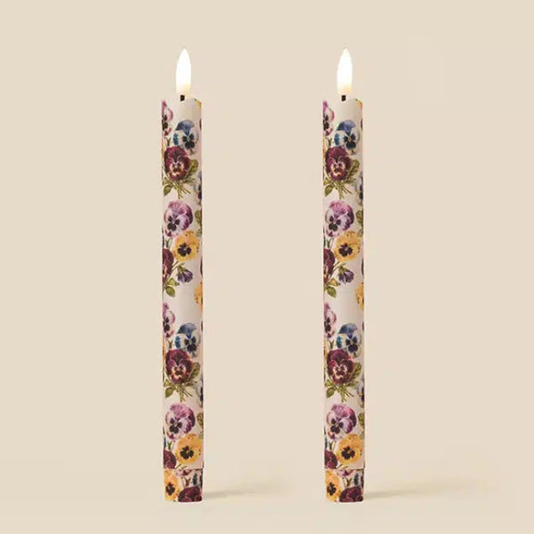 Pansy Parchment Cream Flameless LED Wax Candles Candle Box of 2