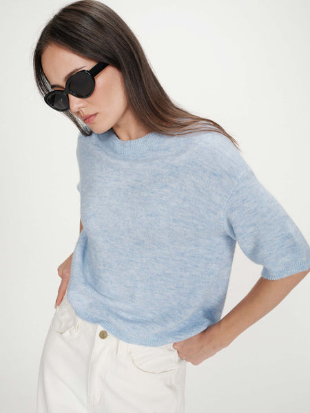 Sky Blue Short Sleeve Knit By Grace & Mila