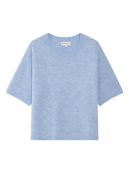 Sky Blue Short Sleeve Knit By Grace & Mila
