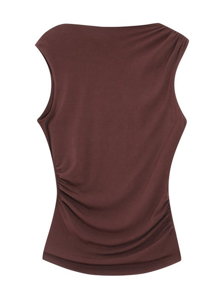 Chocolate Pleat Front Tee By Grace & Mila