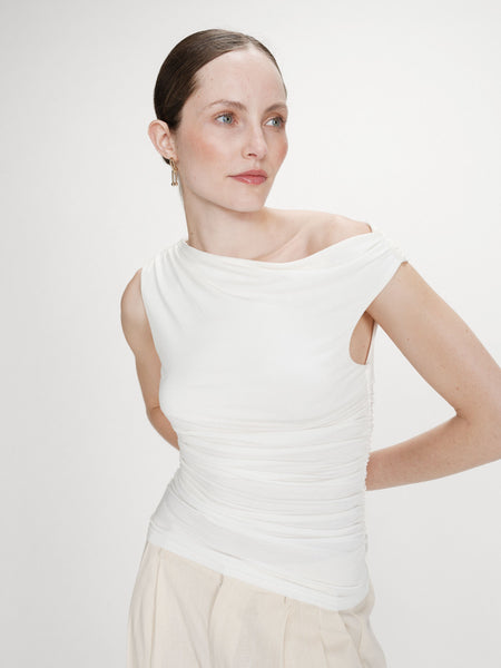 Ivory Pleat Front Tee By Grace & Mila