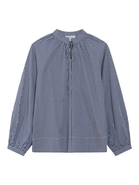 Marine Gingham Blouse By Grace & Mila