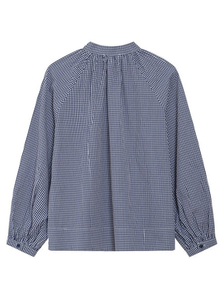 Marine Gingham Blouse By Grace & Mila