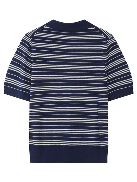 Marine Stripe Polo Collar  Knit By Grace & Mila