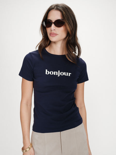 Navy Bonjour Basic Tee By Grace & Mila