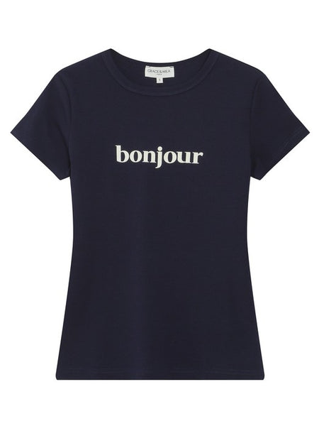 Navy Bonjour Basic Tee By Grace & Mila