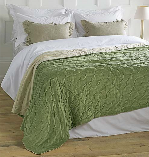 Pistachio Velvet Cotton Bedspread