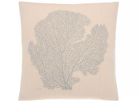 Smoke Blue Embroided Coral Cushion