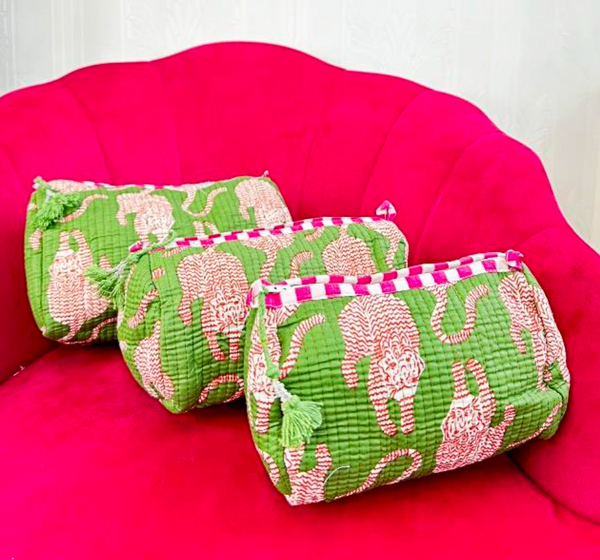 Large Green Tiger Wash Bag