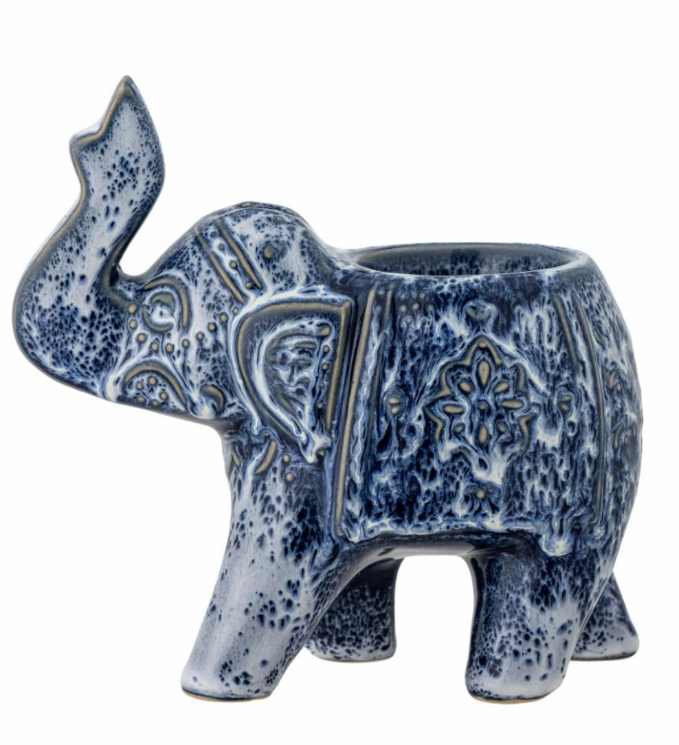 Blue Elephant Candle Holder