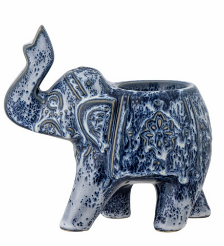 Blue Elephant Candle Holder