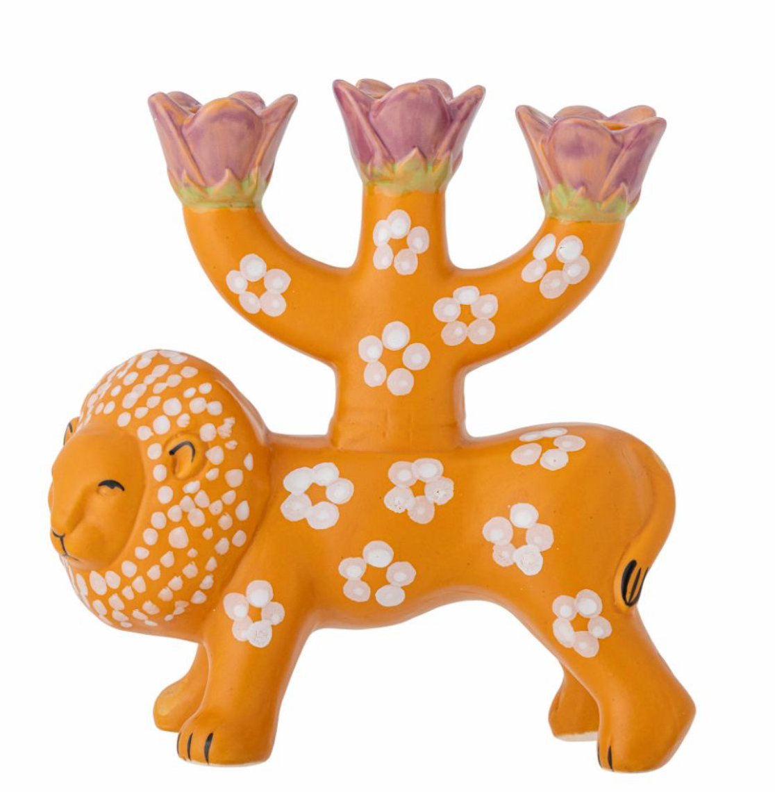 Orange Flower Lion Candle Holder