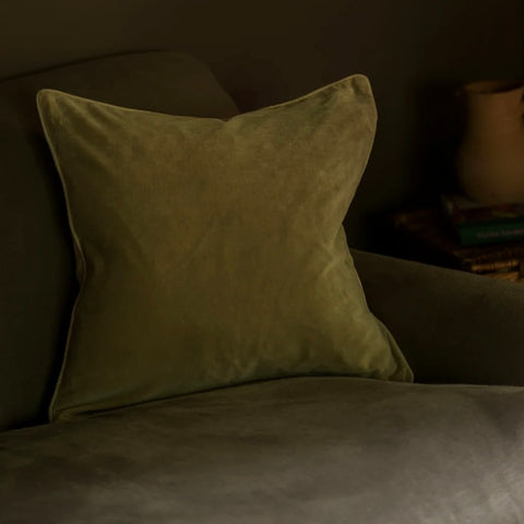 Taupe Indian Cotton Velvet Cushion