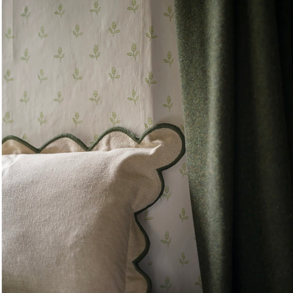 Moss Scallop Linen Cushion