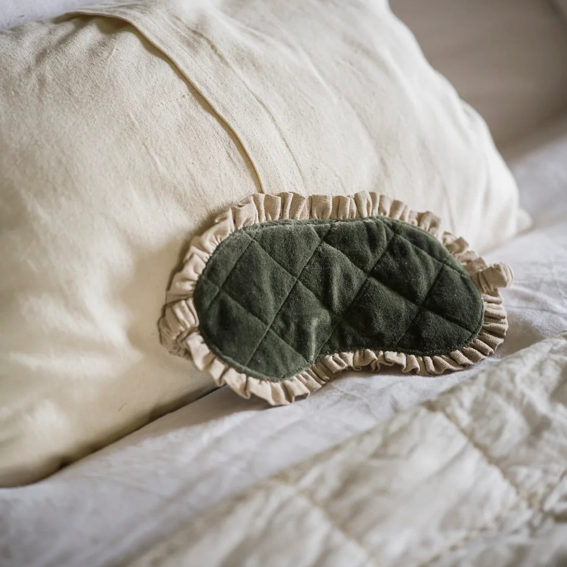 Moss Indian Cotton Velvet & Linen Eye Mask