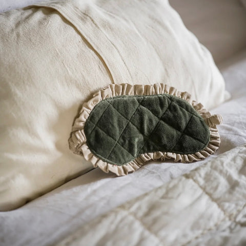 Moss Indian Cotton Velvet & Linen Eye Mask