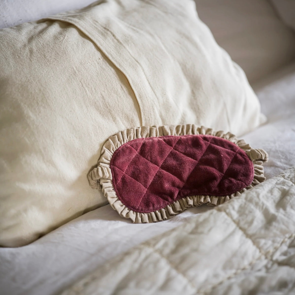 Pomegranate Indian Cotton Velvet & Linen Eye Mask
