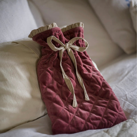 Pomegranate Indian Cotton Velvet & Linen Hot Water Bottle