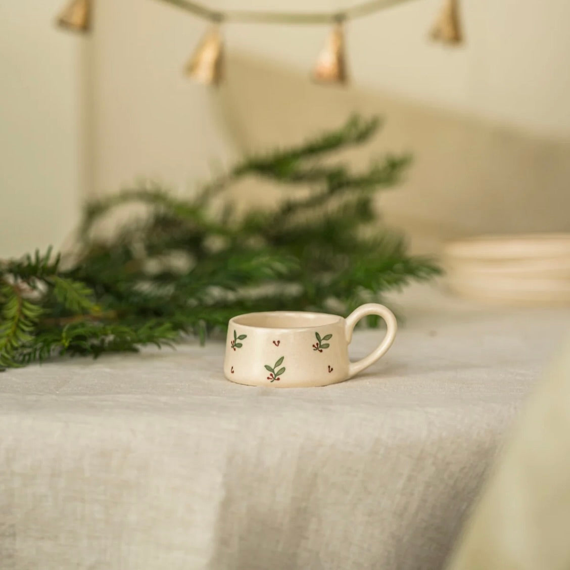 Hand Painted Holly Tea Light Holder
