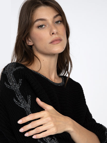 Black Silver Embellished Knit by An’ge