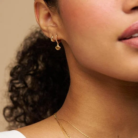 Pearl & Shell Micro Hoop Earrings by Orelia